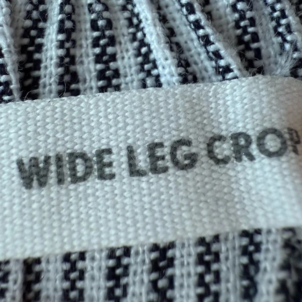 NEW Loft Linen Wide Leg Crop Striped Pull On Elastic Waist Pants Size Large - Picture 9 of 14